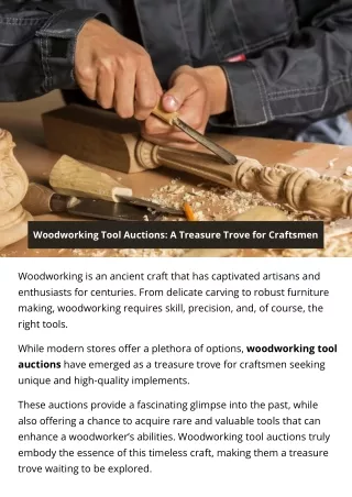 Woodworking Tool Auctions: A Treasure Trove for Craftsmen