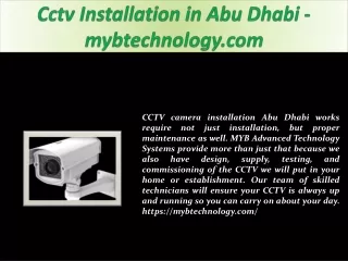 Cctv Installation in Abu Dhabi - mybtechnology.com