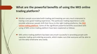 What are the powerful benefits of using the Mt5 online trading platform