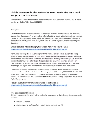 Global Chromatography Silica Resin Market Report, Market Size, Share, Trends