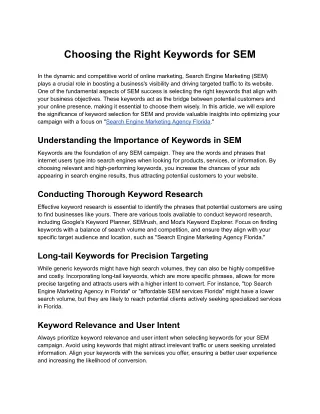 Choosing the Right Keywords for SEM