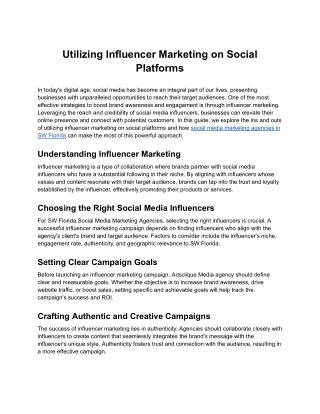 Utilizing Influencer Marketing on Social Platforms