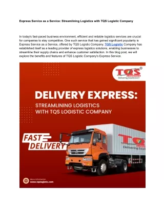 Express Service as a Service_ Streamlining Logistics with TQS Logistic Company