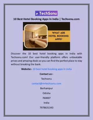 10 Best Hotel Booking Apps In India  Techsonu