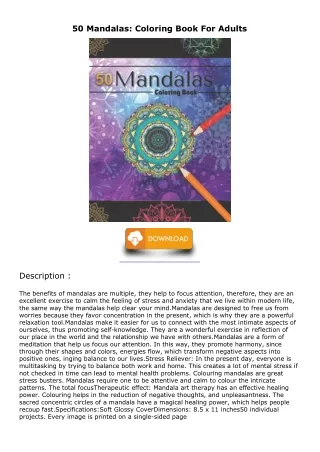 READ [PDF] 50 Mandalas: Coloring Book For Adults free