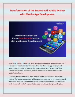 Transformation of the Entire Saudi Arabia Market with Mobile App Development