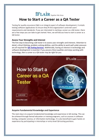 How to Start a Career as a QA Tester