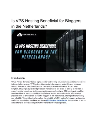 Are VPS Hosting is Beneficial for Bloggers in Netherlands