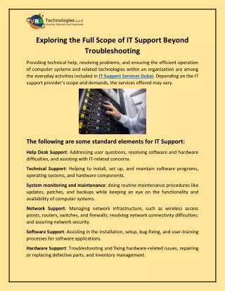 Exploring the Full Scope of IT Support Beyond Troubleshooting