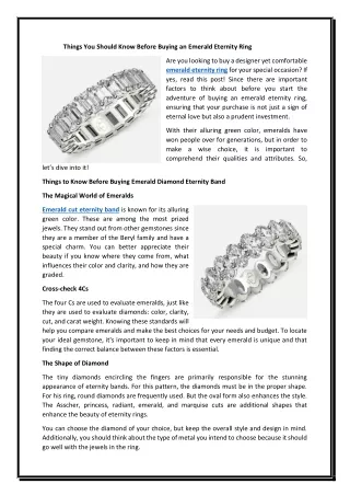 Things You Should Know Before Buying an Emerlad Eternity Ring