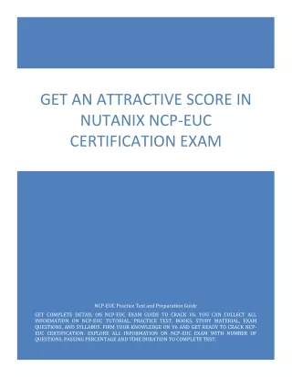 Get An Attractive Score in Nutanix NCP-EUC Certification Exam