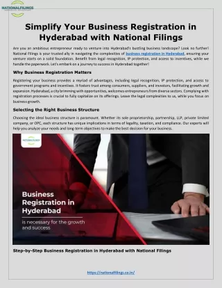 Business Registration in Hyderabad - National Filings