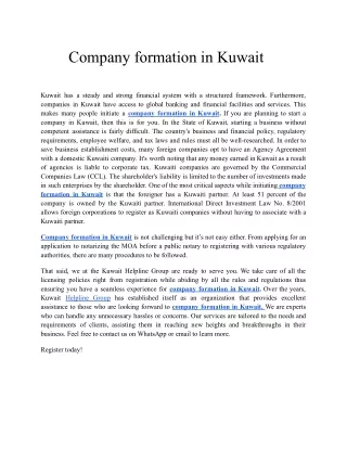 company formation