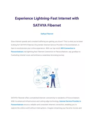 Wifi Connection in Pavoorchatram at Sathya Fibernet