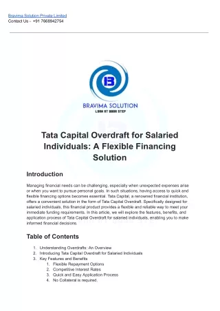 Tata Capital Overdraft for Salaried Individuals_ A Flexible Financing Solution