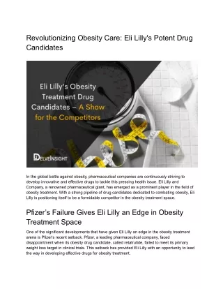 Eli Lilly’s Obesity Treatment Drug Candidates – A Show for the Competitors