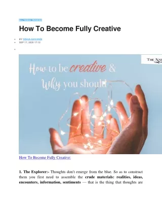 How To Become Fully Creative