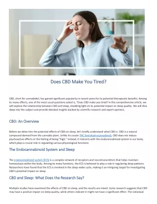 Does CBD Make You Tired?