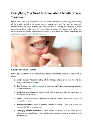 Everything You Need to Know About Mouth Ulcers Treatment