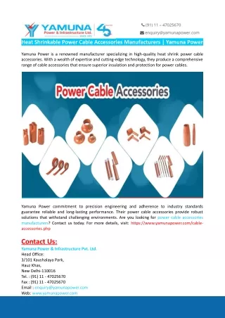 Heat Shrinkable Power Cable Accessories Manufacturers
