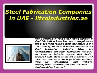Steel Fabrication Companies in UAE - litcoindustries.ae
