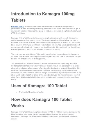 Kamagra 100mg Tablets