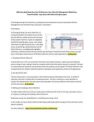 (Effective Way) Deep Dive into C# Dictionary_ Key-Value Pair Management Made Easy - FutureTechHub - Stay active with lat