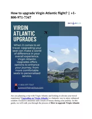 How to upgrade Virgin Atlantic flight