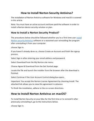 How to Install Norton Security Antivirus
