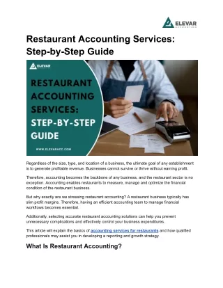Restaurant Accounting Services: Step-by-Step Guide