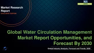 Water Circulation Management Market will reach at a CAGR of 11.5% from to 2030