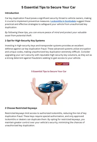 5 Essential Tips to Secure Your Car