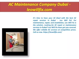 AC Maintenance Company Dubai - leowillfix.com