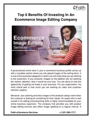 Top Benefits Of Investing In An Ecommerce Image Editing Company