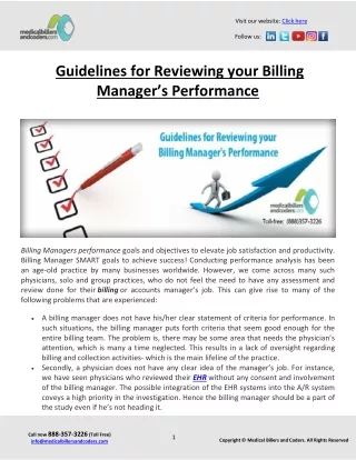 Guidelines for Reviewing your Billing Manager’s Performance