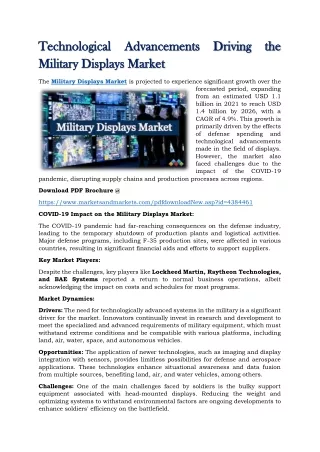 Technological Advancements Driving the Military Displays Market