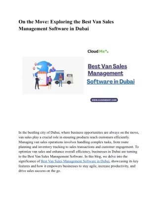 On the Move_ Exploring the Best Van Sales Management Software in Dubai