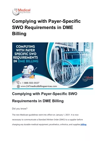 Complying with Payer-Specific SWO Requirements in DME Billing