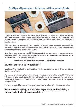 DrySign eSignatures - Interoperability within Exela