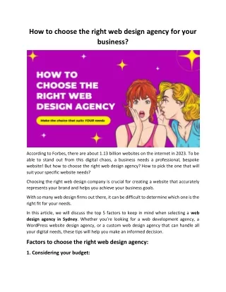 How to choose the right web design agency for your business?
