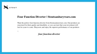 Four Function Diverter  Stoutsanitaryware.com