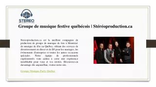 Groupe de musique festive québécois  Stéréoproduction.ca