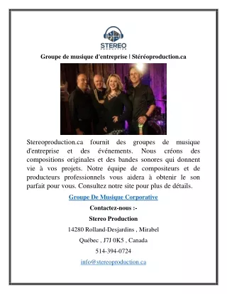 Groupe de musique d'entreprise  Stéréoproduction.ca