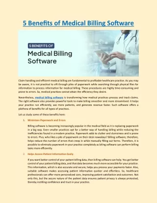 5 Benefits of Medical Billing Software