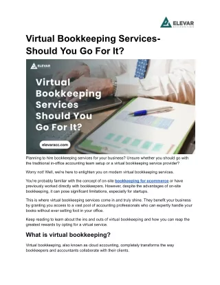 Virtual Bookkeeping Services- Should You Go For It?
