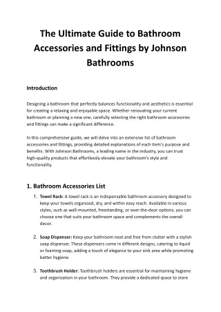 The Ultimate Guide to Bathroom Accessories and Fittings by Johnson Bathrooms