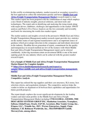 Middle East and Africa Freight Transportation Management Market