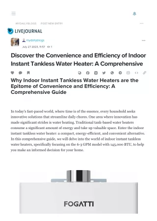 Discover the Convenience and Efficiency of Indoor Instant Tankless Water Heater_ A Comprehensive