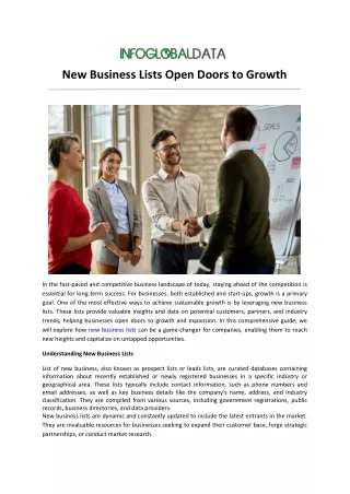 New Business Lists Open Doors to Growth-InfoGlobalData