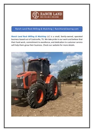 Ranch Land Rock Milling & Mulching  Ranchlandclearing.com